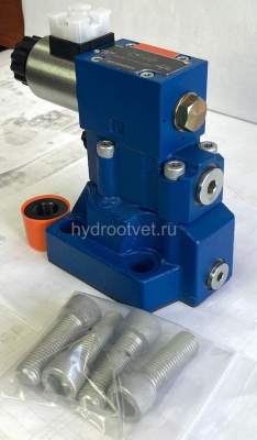 DBW20B2-5X/100CW220-50N9K4 - Предохранительный клапан Ду25 с давлением настройки до 100 бар, управление - X и Y - внутренние с разгрузкой B = открыт с электроуправлением W220